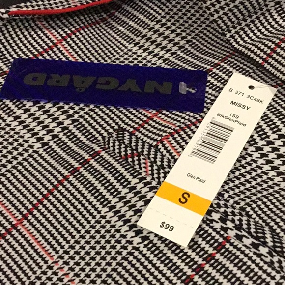 Size Small Nygard Black and White Glen Plaid with red accents Blazer - Picture 4 of 8